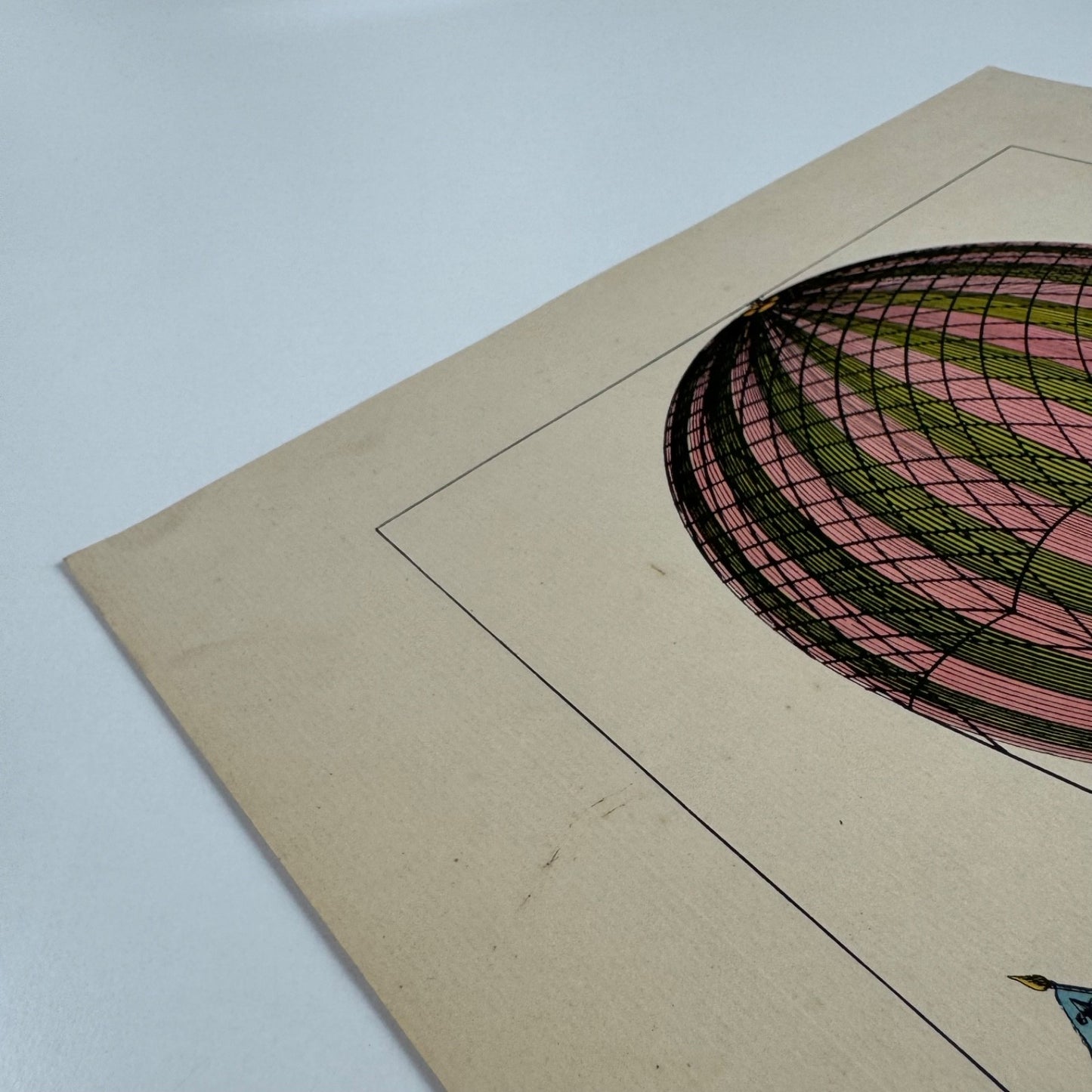 Coloured print of Ascension de Margat Sur son Cerf Aéronaute Coco in 1817, Aerial Press 1956