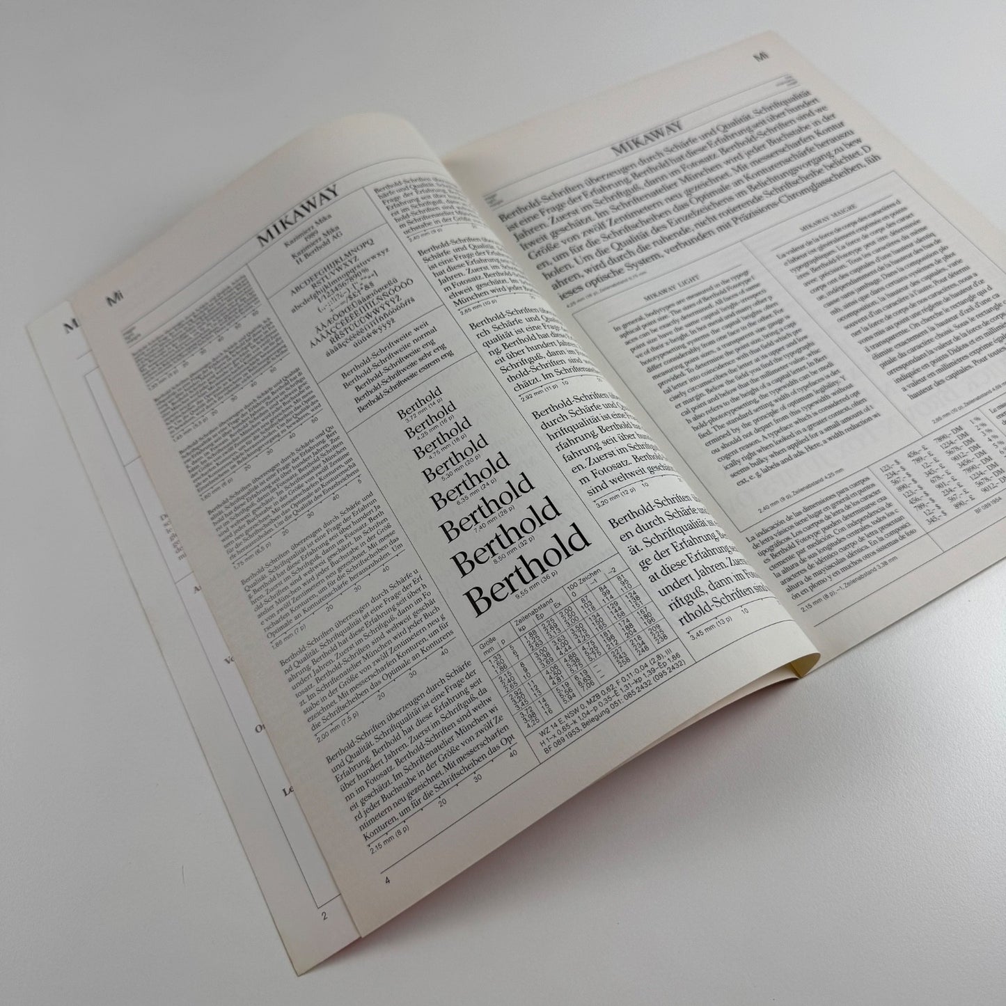 Type specimen booklet for Mikaway | Berthold Types 176, undated