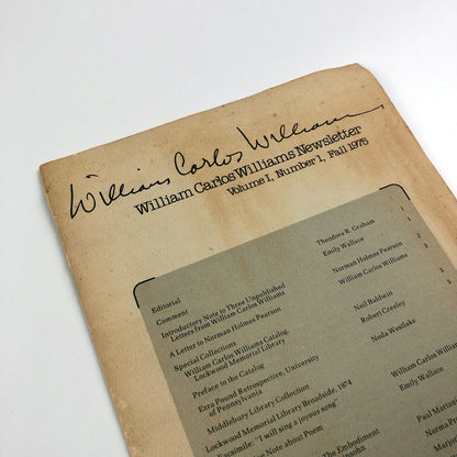 William Carlos Williams Newsletter | Volume 1, Number 1, Fall 1975