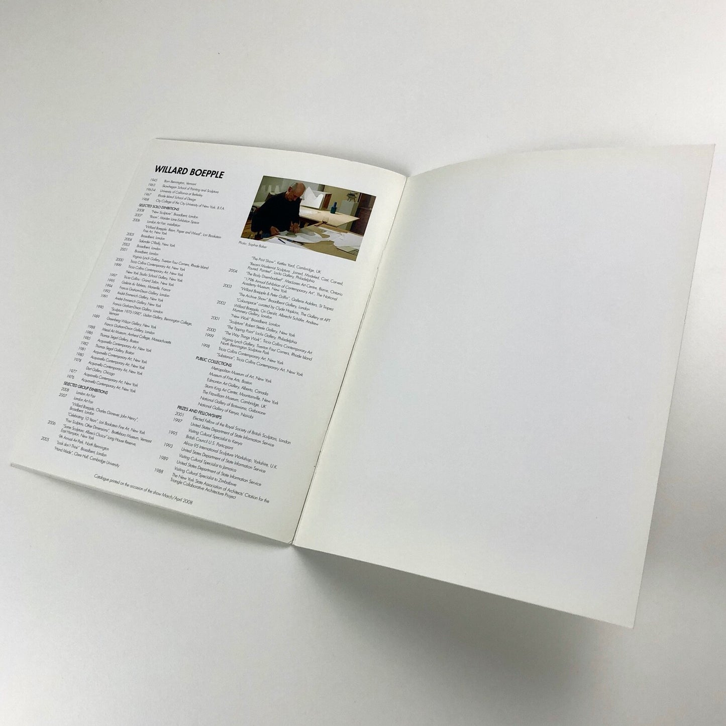 Willard Boepple: The Sense of Things | Broadbent Gallery / Maddox Arts | Catalogue, with private view card