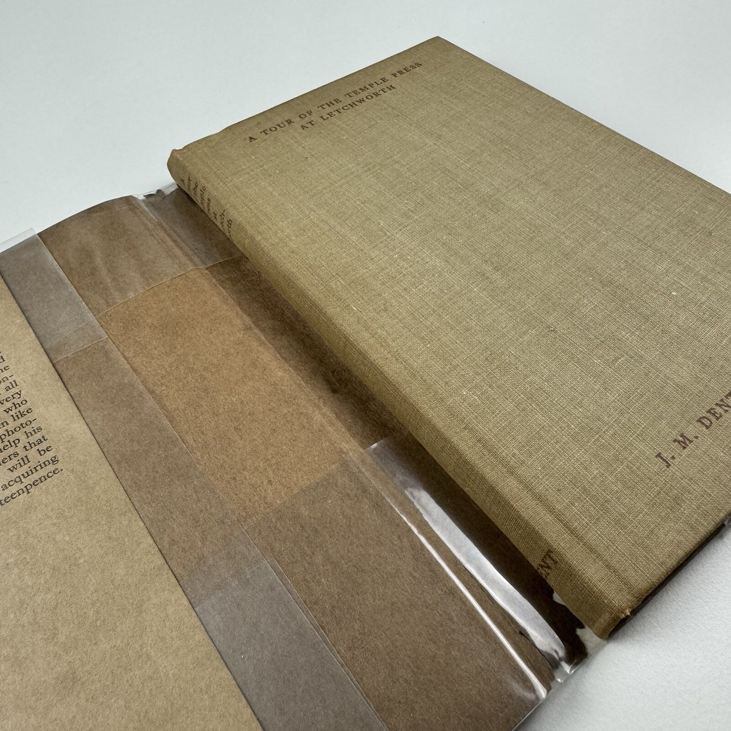A Tour of The Temple Press. An account by James Thornton, MA of printing and binding books at the works of J.M. Dent & Sons Ltd, at Letchworth Garden City in Hertfordshire, 1935