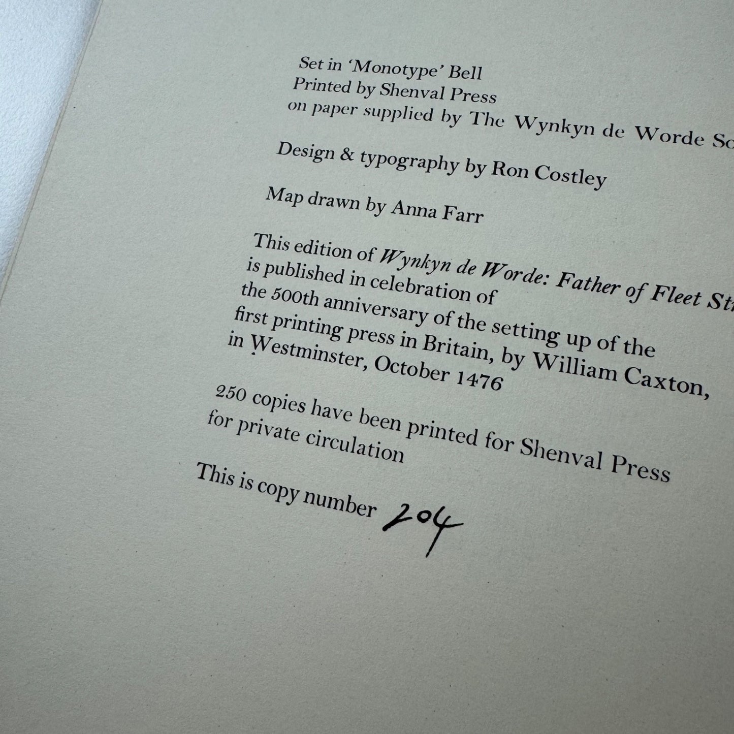Wynkyn de Worde. Father of Fleet Street by James Moran Shenval Press keepsake | Presented by members of the Young Managing Printers USA Study Group October 1977 | British Printing Industries Federation