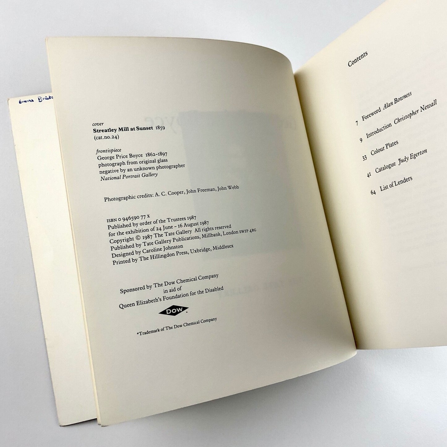 George Price Boyce exhibition catalogue | Newall/Egerton | The Tate Gallery 1987