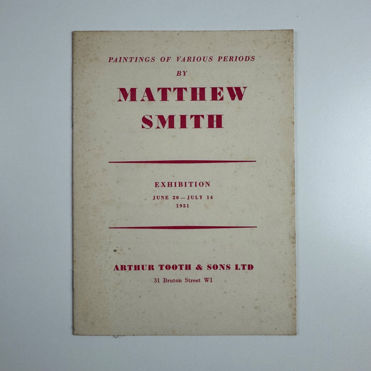 Paintings of various periods by Matthew Smith | Arthur Tooth, June July 1951