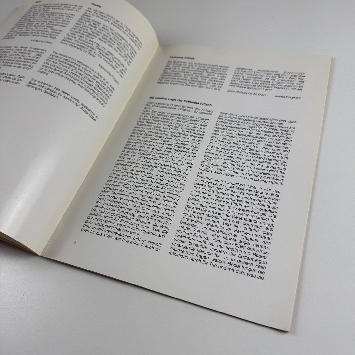 Katharina Fritsch text by Stuart Brisley | Kunsthalle Basel and Institute of Contemporary Arts, 1988