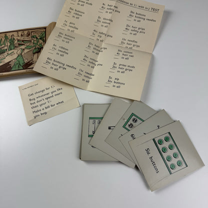 No 4 The Draper's Shop educational maths toy | E.J. Arnold c.1950s 22 cards