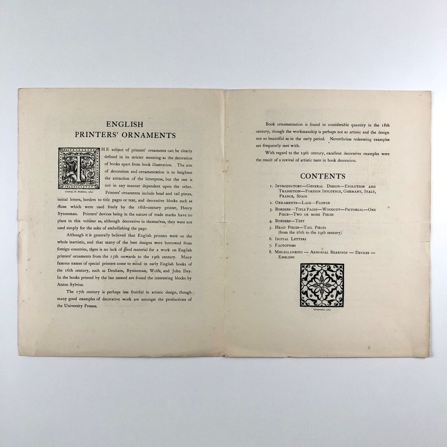 Prospectus for English Printers’ Ornaments Henry R. Plomer | Grafton & Co 1923