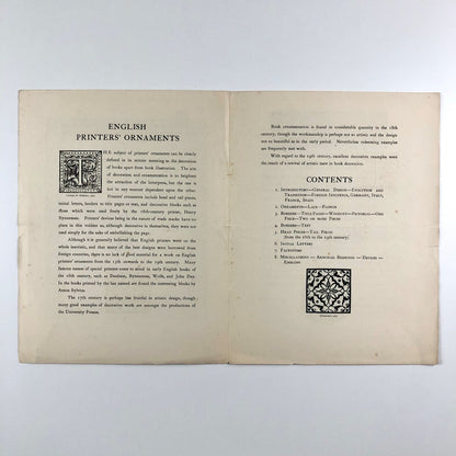 Prospectus for English Printers’ Ornaments Henry R. Plomer | Grafton & Co 1923