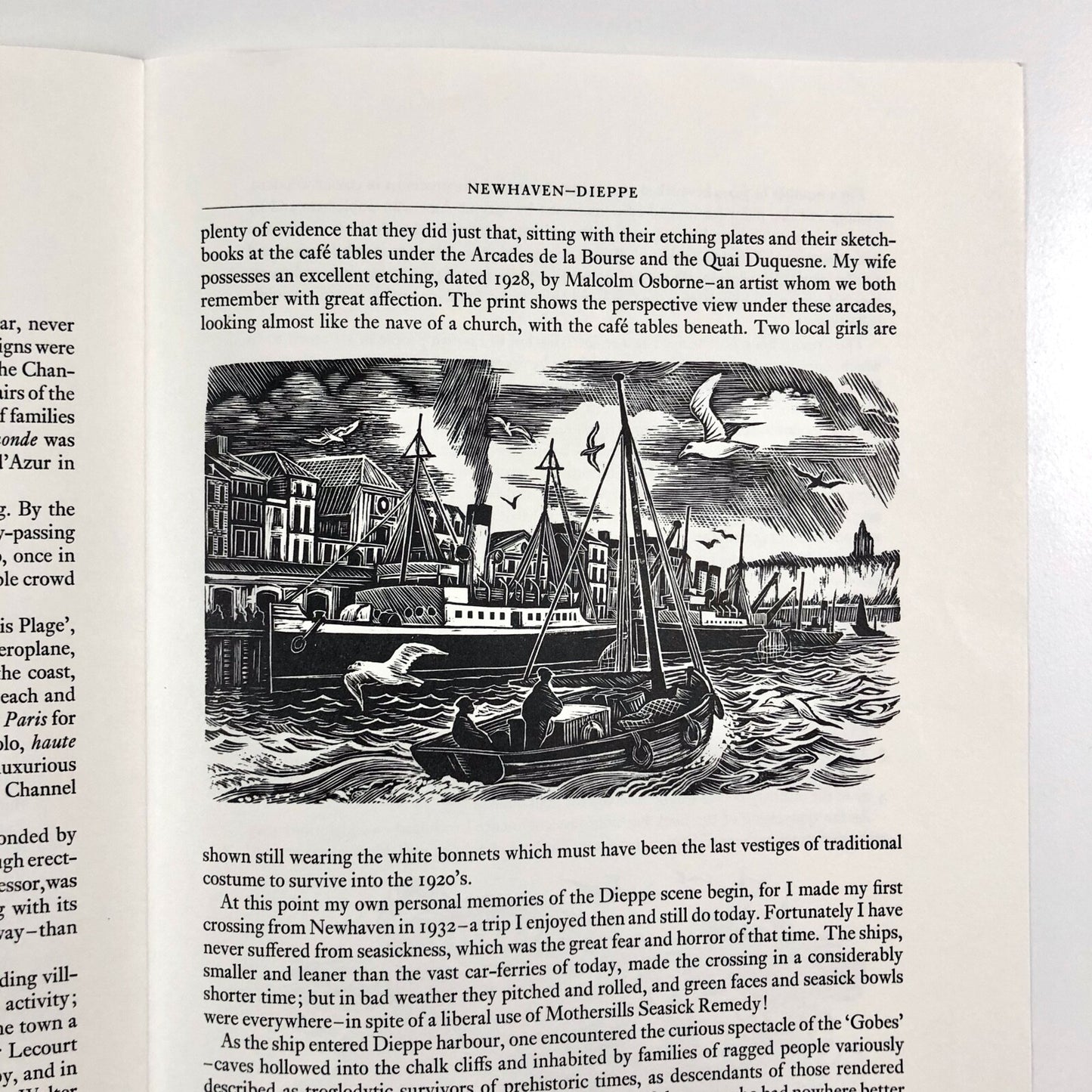Prospectus for Newhaven Dieppe. Recollections and some History of the Town of Dieppe by Frank Martin with wood engravings by Frank Martin | The Previous Parrot Press c.1986