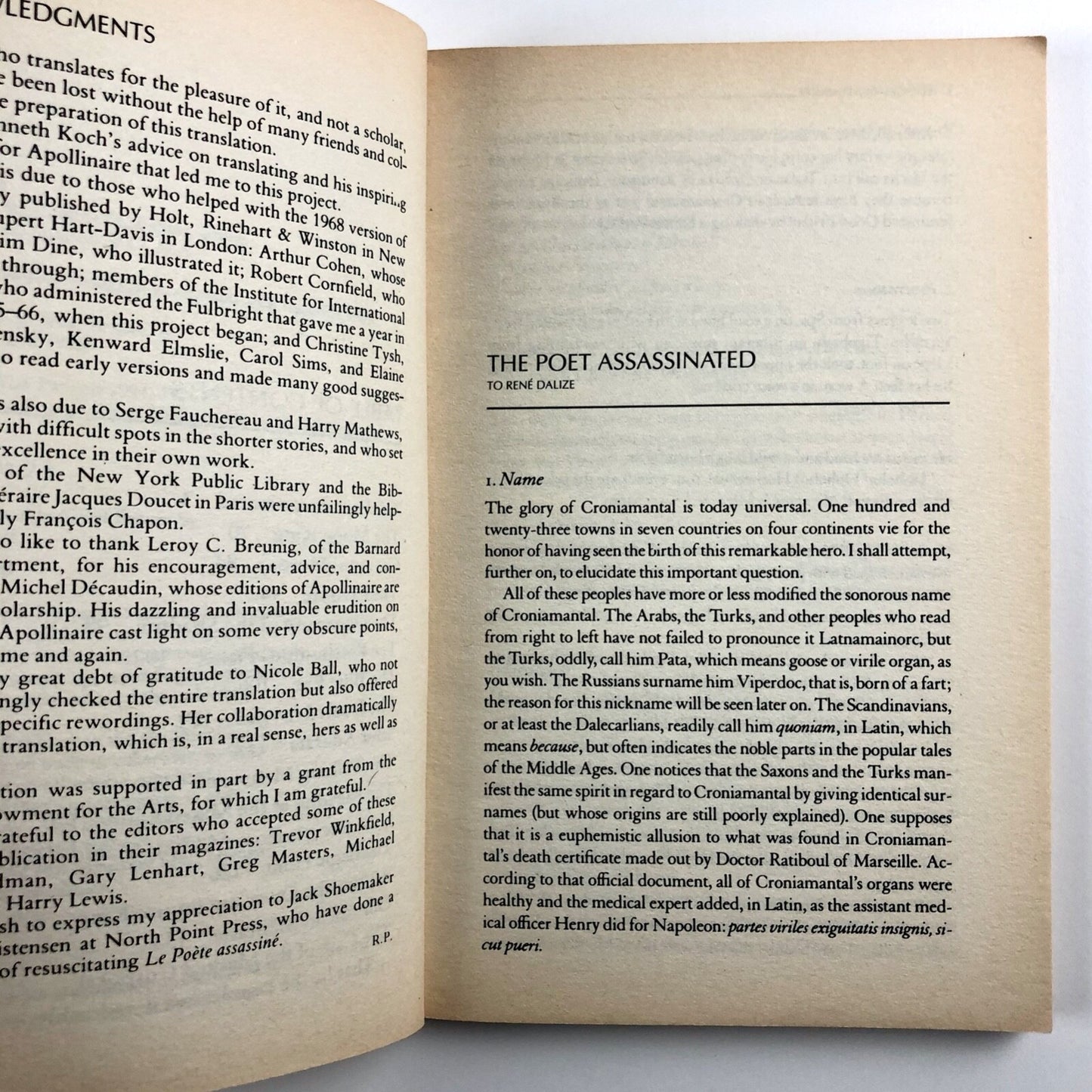Apollinaire – The Poet Assassinated and other stories | Grafton Books, 1988