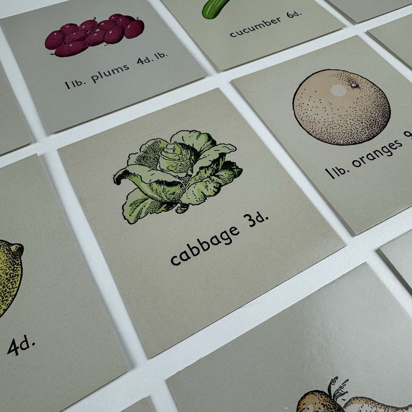 No 10 The Greengrocer's Shop educational maths toy | E.J. Arnold c.1950s – 86 cards