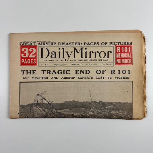 Daily Mirror R101 Memorial Number. Great Airship Disaster 6 October 1930 No. 8387