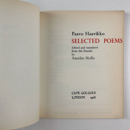Paavo Haavikko – Selected Poems | Translated by Anselm Hollo | Cape Goliard 1968