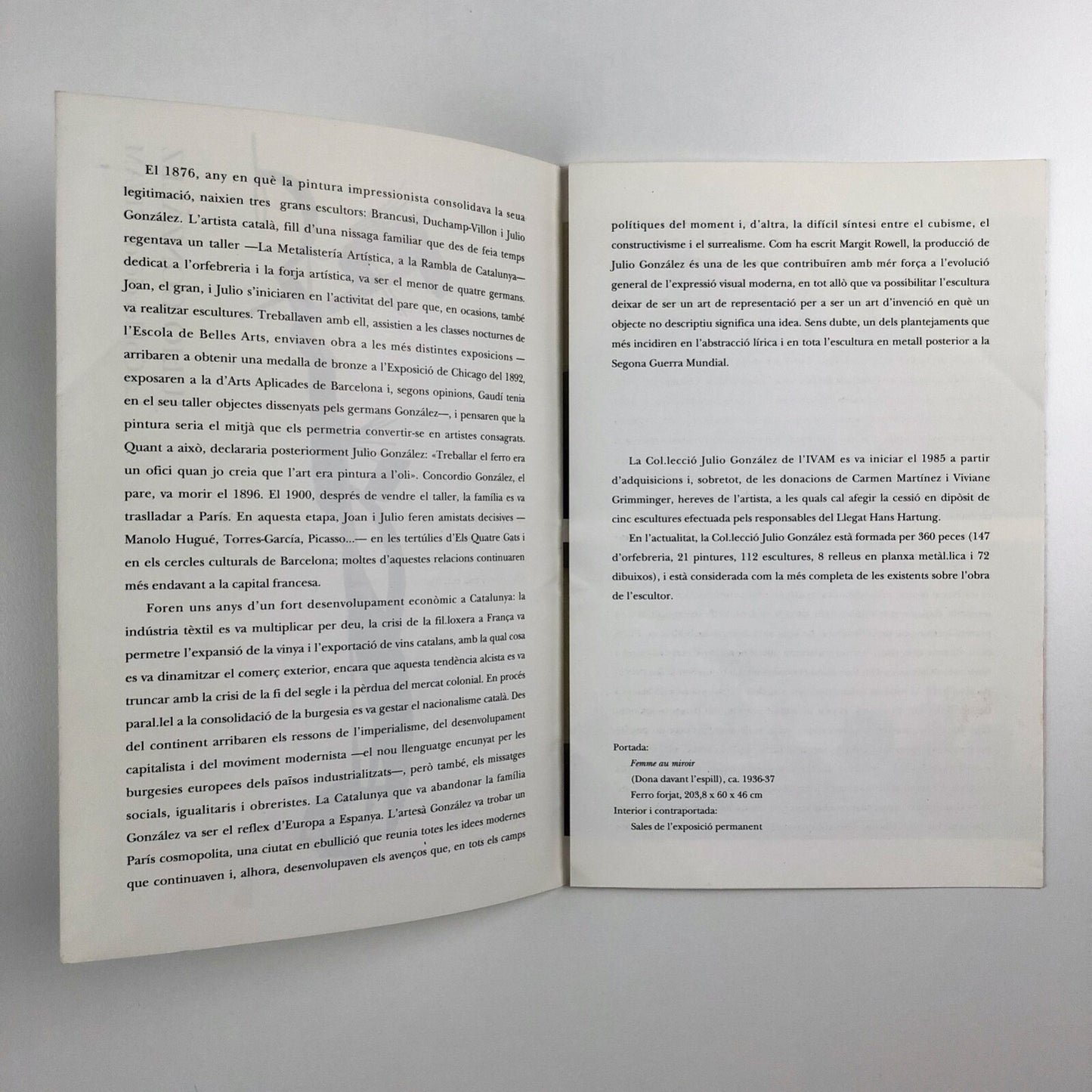 Julio González – La Col.lecció de l'IVAM Centre | Julio Gonzalez leaflet, 1985