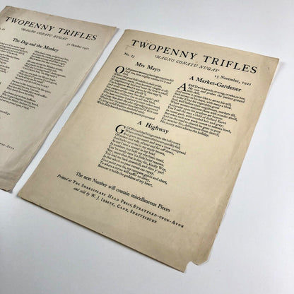 Twopenny Trifles No 21 and No 22 1921 | The Shakespeare Head Press sold by W.J. Ibbett