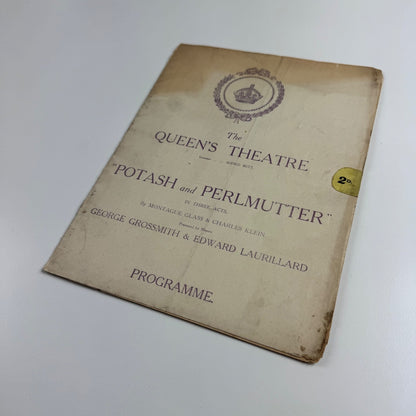 Programme The Queen’s Theatre ‘Potash and Perlmutter' Montague Glass c.1914