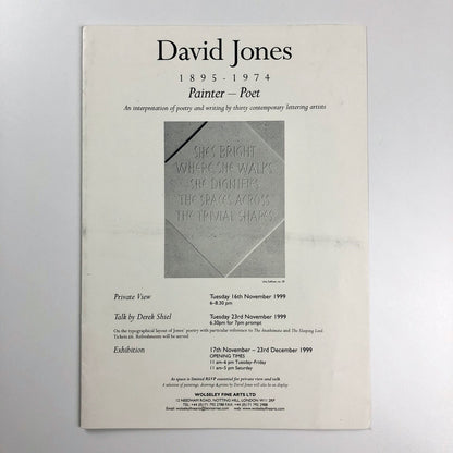David Jones 1895-1974. Painter - Poet. An interpretation of poetry and writing by thirty contemporary lettering artists | Wolseley Fine Arts 1999