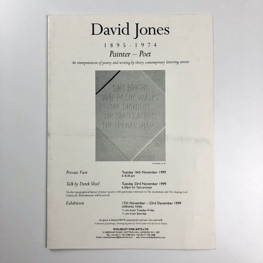 David Jones 1895-1974. Painter - Poet. An interpretation of poetry and writing by thirty contemporary lettering artists | Wolseley Fine Arts 1999