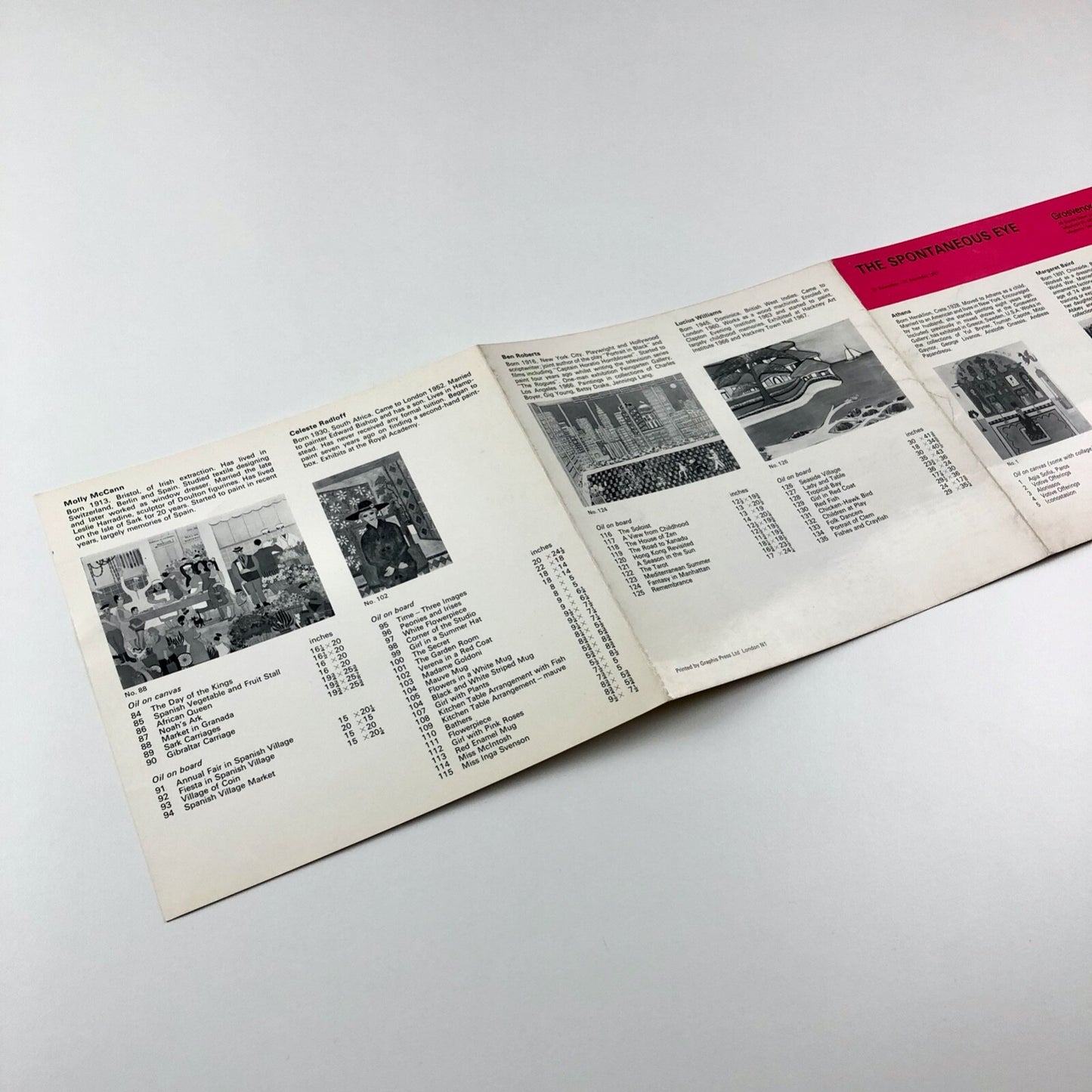 The Spontaneous Eye – Grosvenor Gallery folded card, Nov-Dec 1967