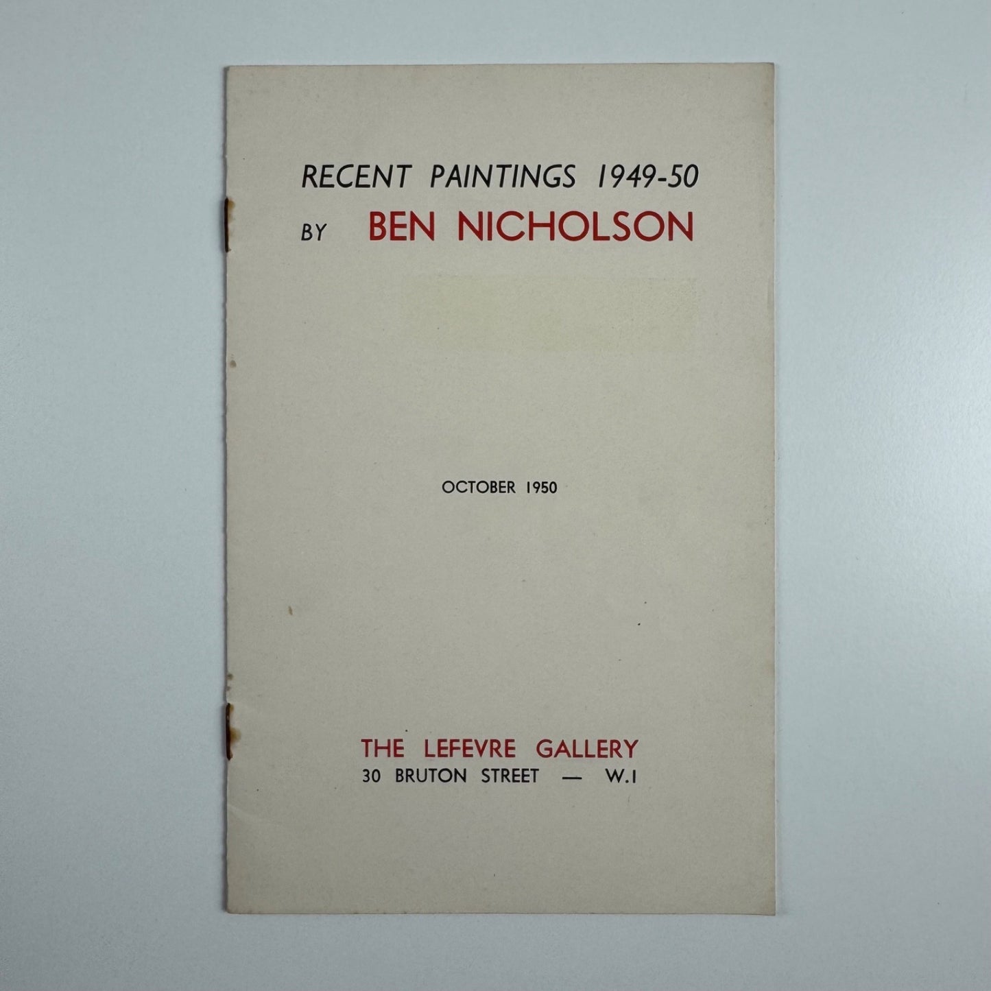 Recent Paintings 1949-50 by Ben Nicholson | The Lefevre Gallery, October 1950