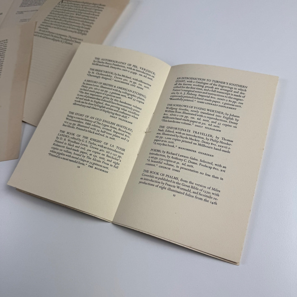 Folder type specimens The choice of type-faces in book-production | Alcuin Press, undated