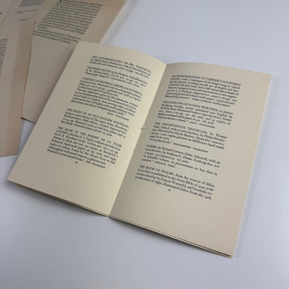 Folder type specimens The choice of type-faces in book-production | Alcuin Press, undated