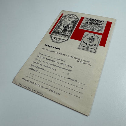 Promotional leaflet/order form for Printed Ephemera by John Lewis W.S. Cowell