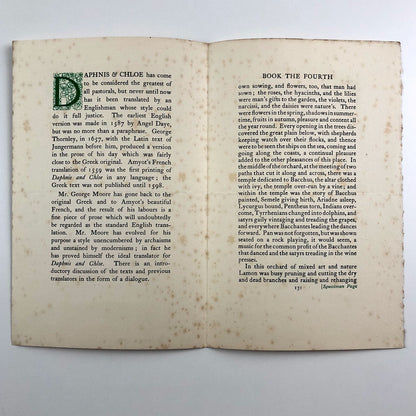 Prospectus – The Pastoral Loves of Daphnis & Chloe | Translation George Moore | William Heinemann | Undated, presumed to be c.1924