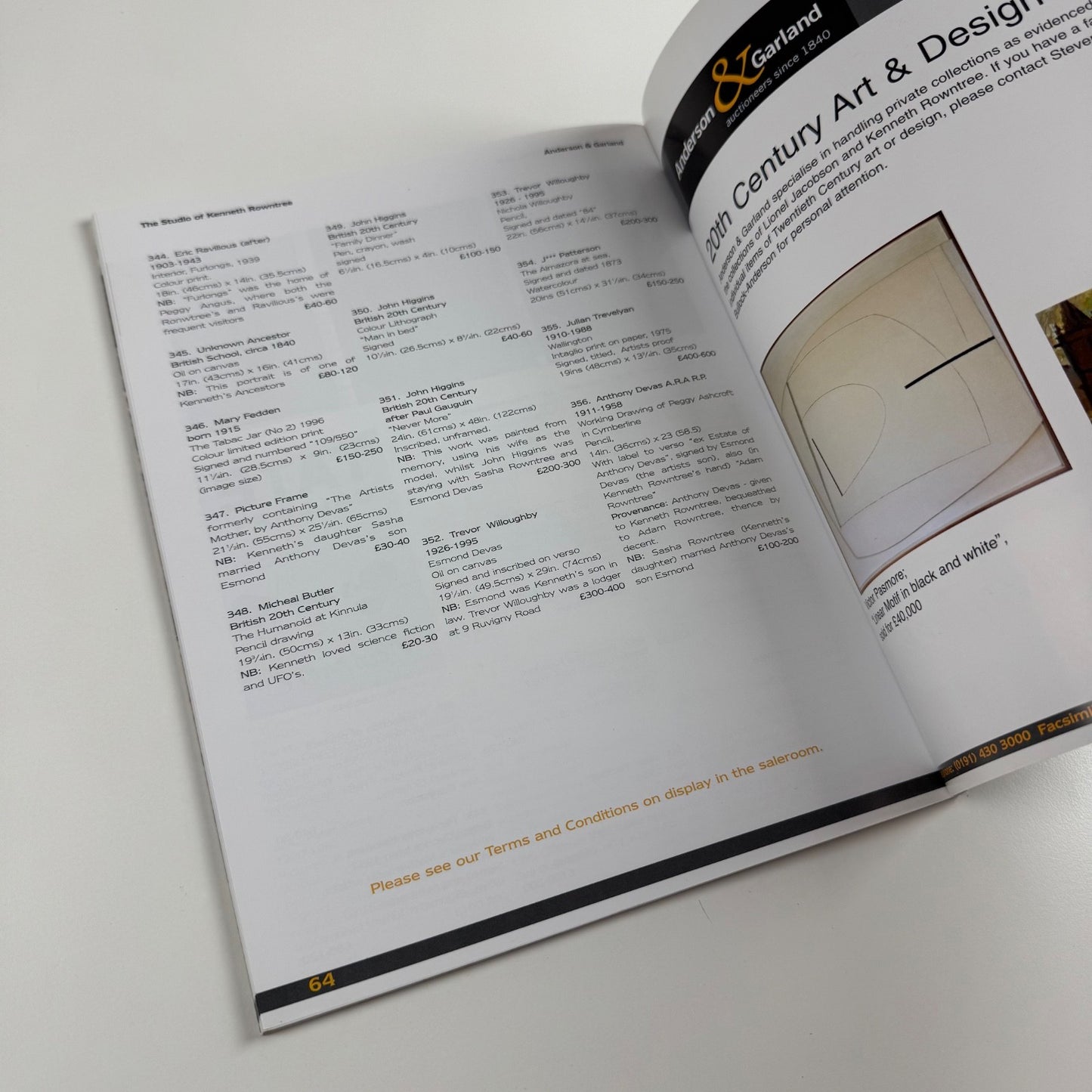 The studio of Kenneth Rowntree | auction catalogue Anderson & Garland 8 September 2009