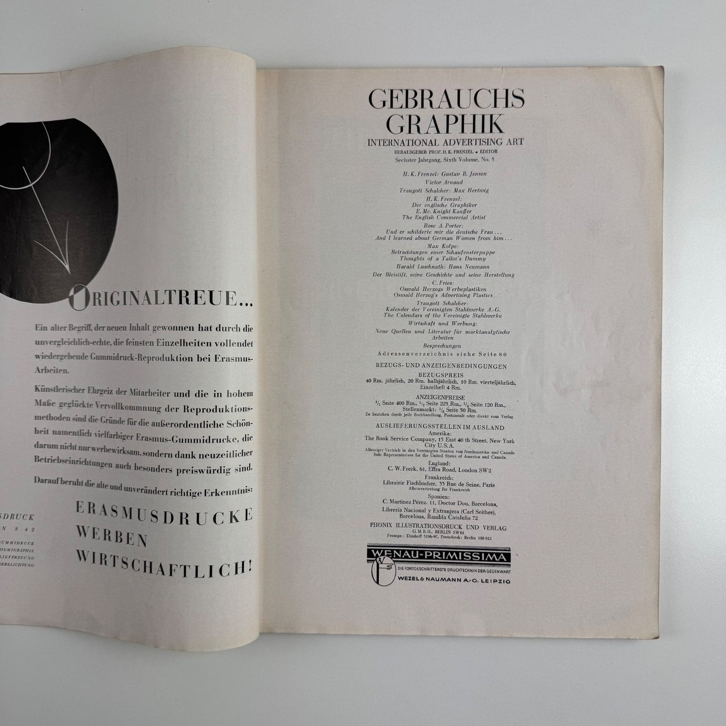 Gebrauchsgraphik International Advertising Art May 1929 Vol 6 no. 5 edited by Professor HK Frenzel
