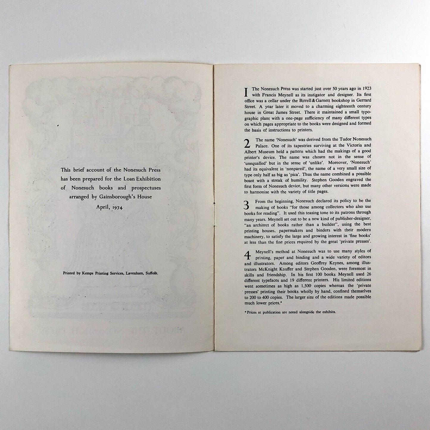 About the Nonesuch Press | Gainsborough House museum | April 1974
