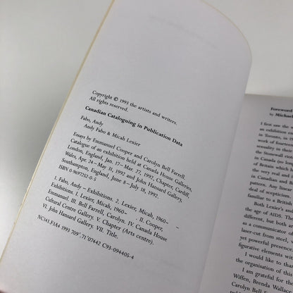 Andy Fabo & Micah Lexier | Canada House Galleries catalogue, London 1992
