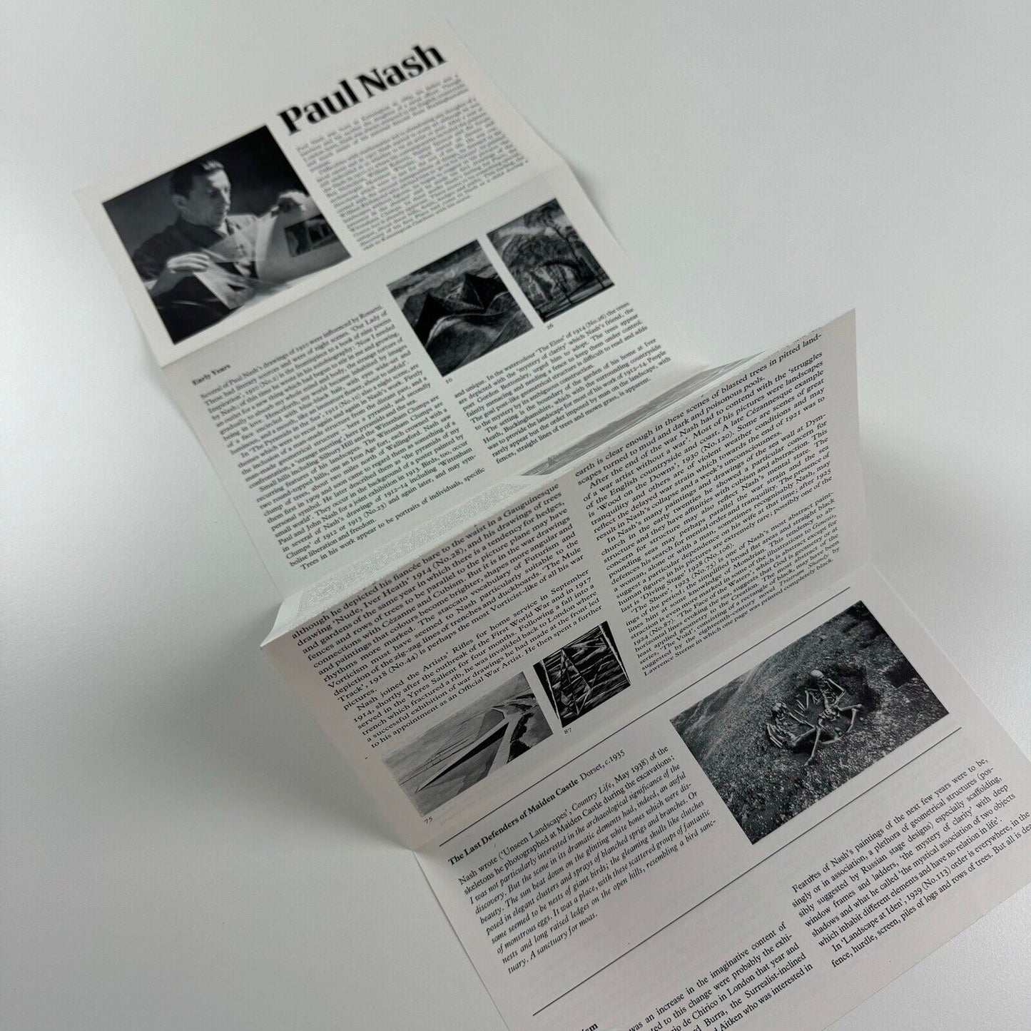 Ephemera: Folding leaflet for Paul Nash exhibition at Tate Gallery 1975