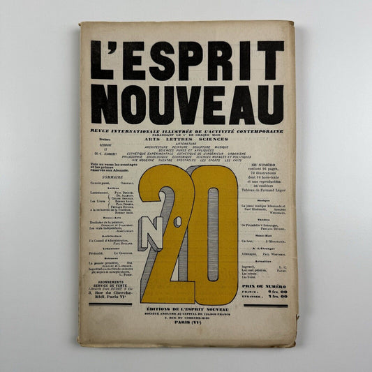 L'Esprit Nouveau journal | Issue No. 20 1924 | Amédée Ozenfant and Le Corbusier