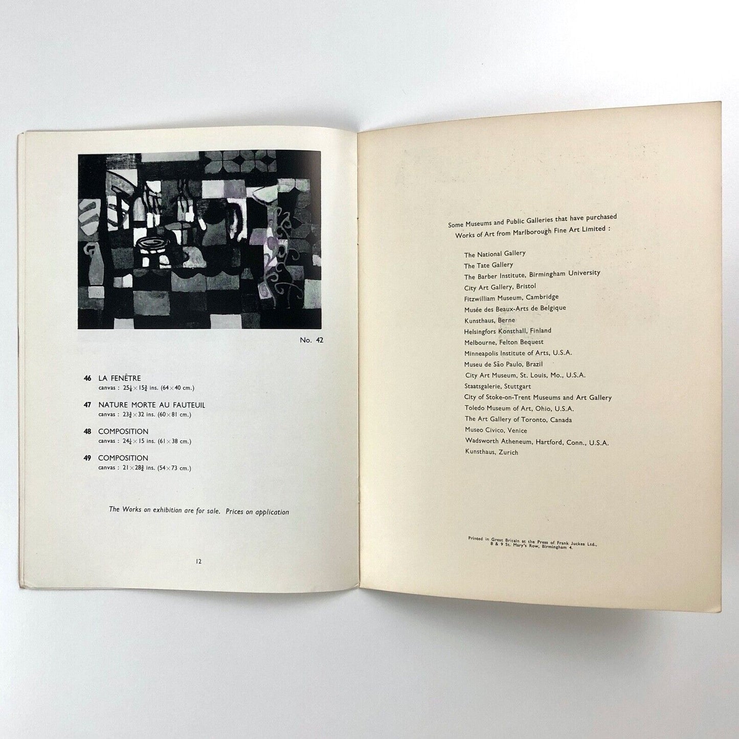 Jacques Boussard / Isaac Païlès / Bill Barker | Marlborough catalogue, 1956