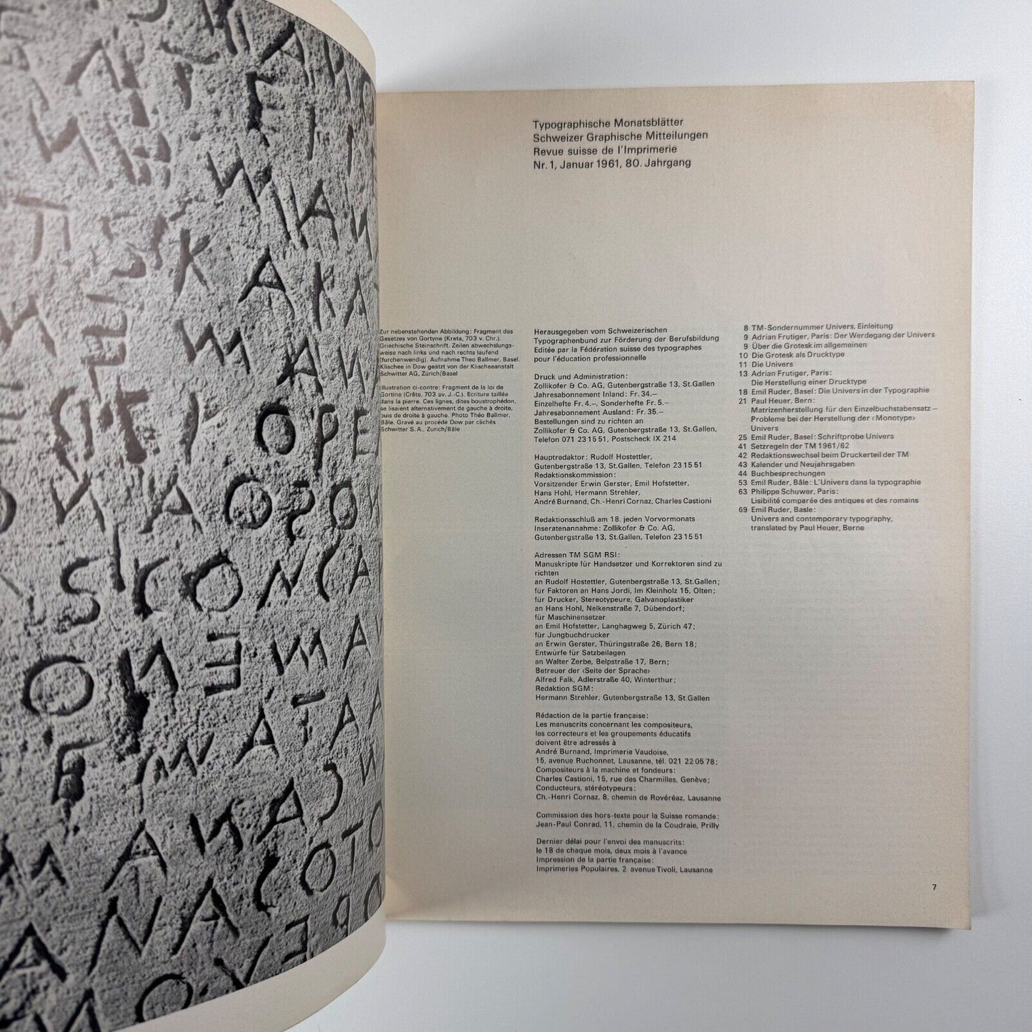 Typographische Monatsblätter. January 1961, No. 80