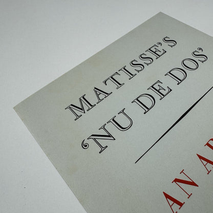Leaflet Matisse’s ‘Nu de dos’. An appeal from the Tate Gallery | Curwen Press leaflet