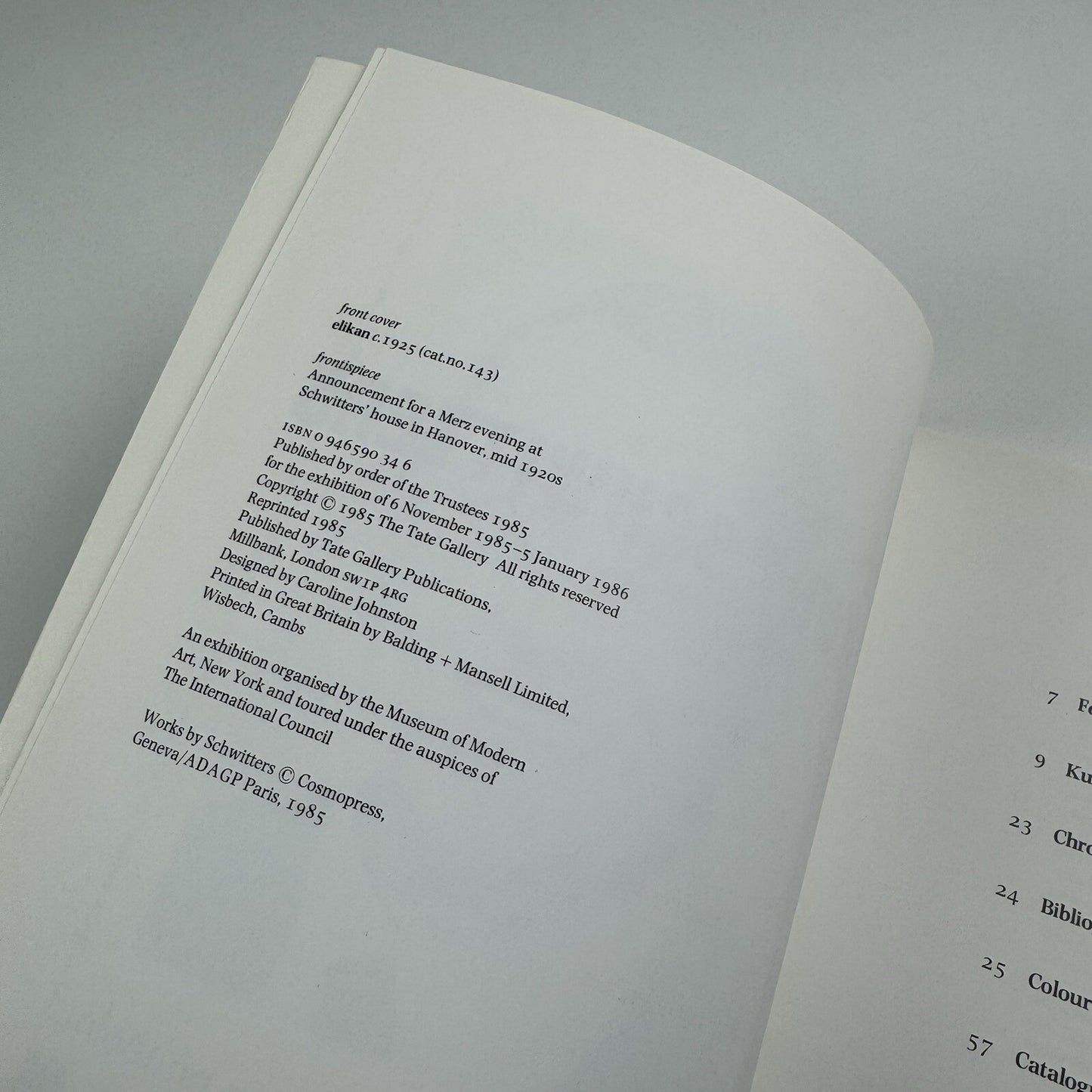 Kurt Schwitters | Tate Gallery exhibition catalogue, 1985/6