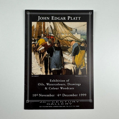 Folding card for John Edgar Platt. Exhibition of oils, watercolours, drawings & colour woodcuts held at 20th century Gallery, London, 1999