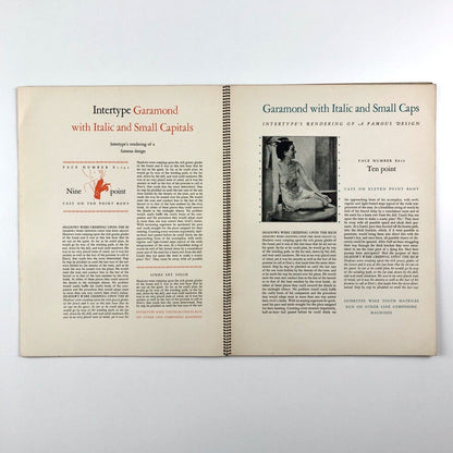 Intertype Garamond | Wire-bound type specimen brochure | Undated