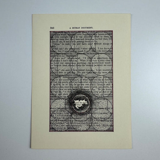 A Humument page 346 'turn the dark lamp -' by Tom Phillips | The Tetrad Press, 1970