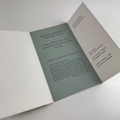 Editions Petropolis Michael Caine, Paris Artists Books in French and English 1989-2002 | Copy number 7/86 5 Nov 2005