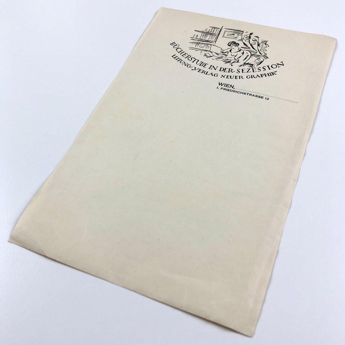 One sheet of stationery for Bücherstube in Der Sezession. Leitung: Verlag Neuer