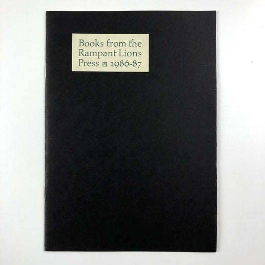 Books from the Rampant Lions Press 1986-87 | Sebastian Carter signature