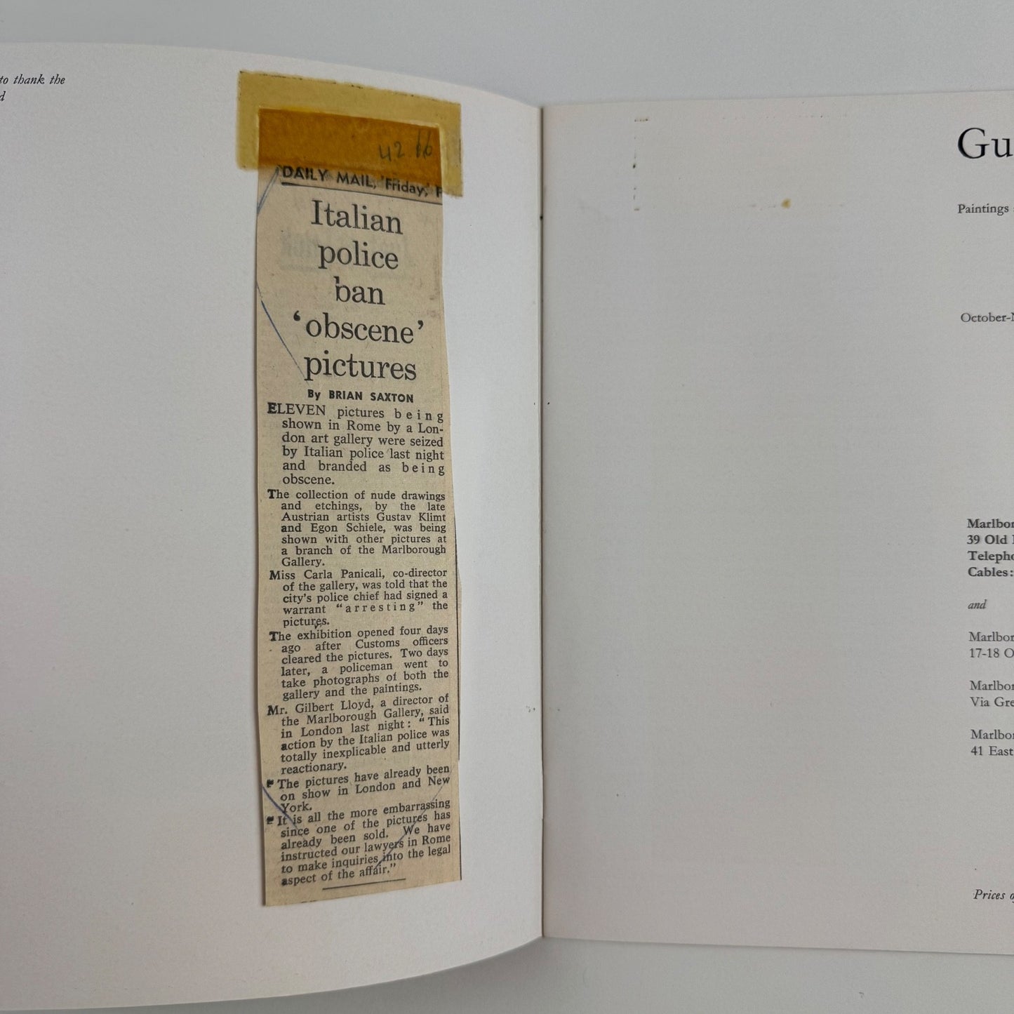 Gustav Klimt. Paintings and Drawings | Marlborough Oct-Nov 1965 design by Gordon House