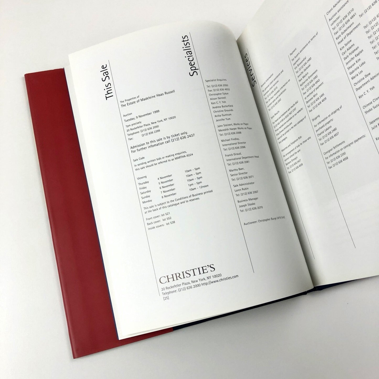 Estate of Madeleine Haas Russell | Christie’s New York 9 November 1999 catalogue | Sale 9224