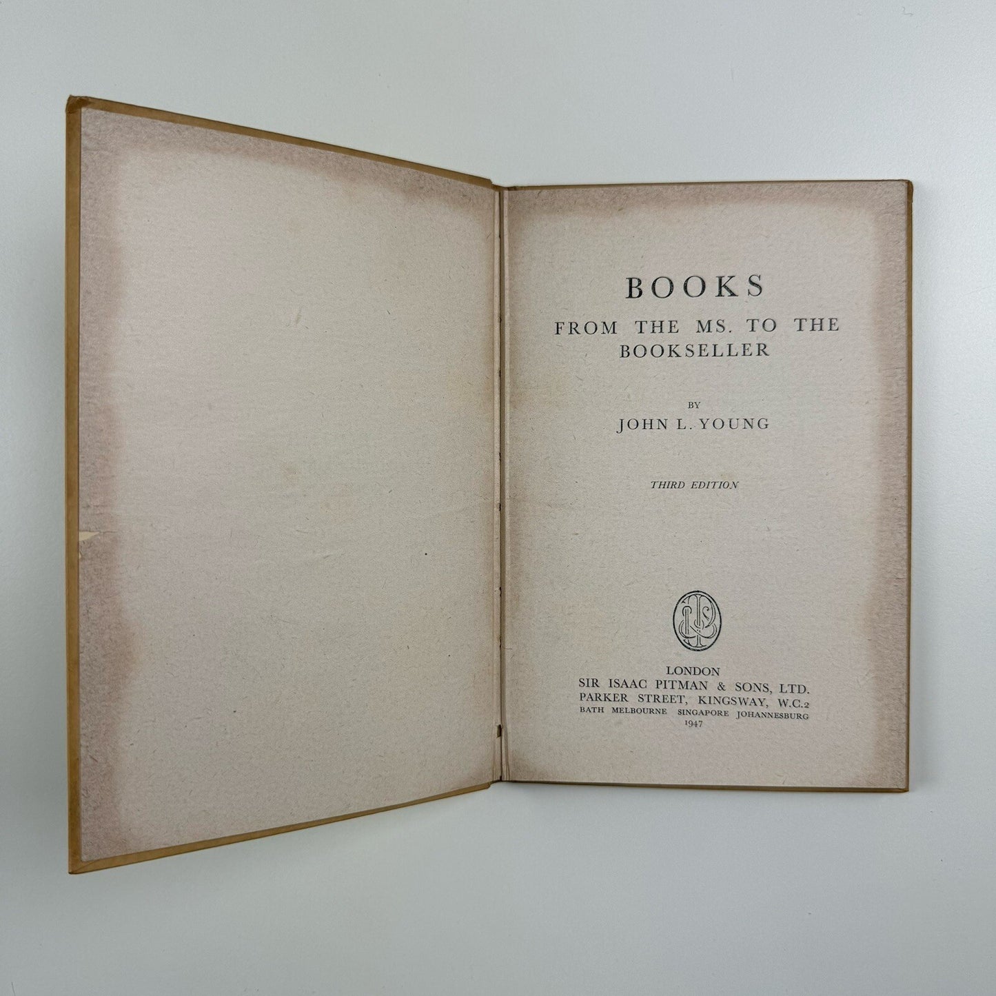 Books from the MS. to the Bookseller by John L. Young | Sir Isaac Pitman, London, third edition 1947