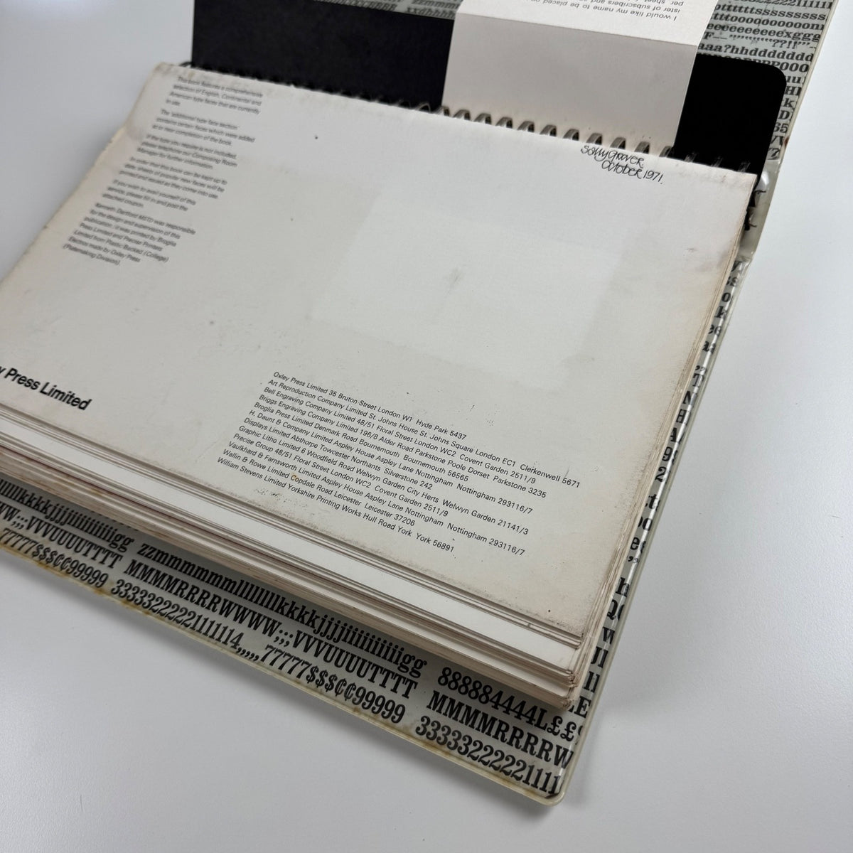 Oxley Press Limited Typefaces | folder of typefaces, c. 1970