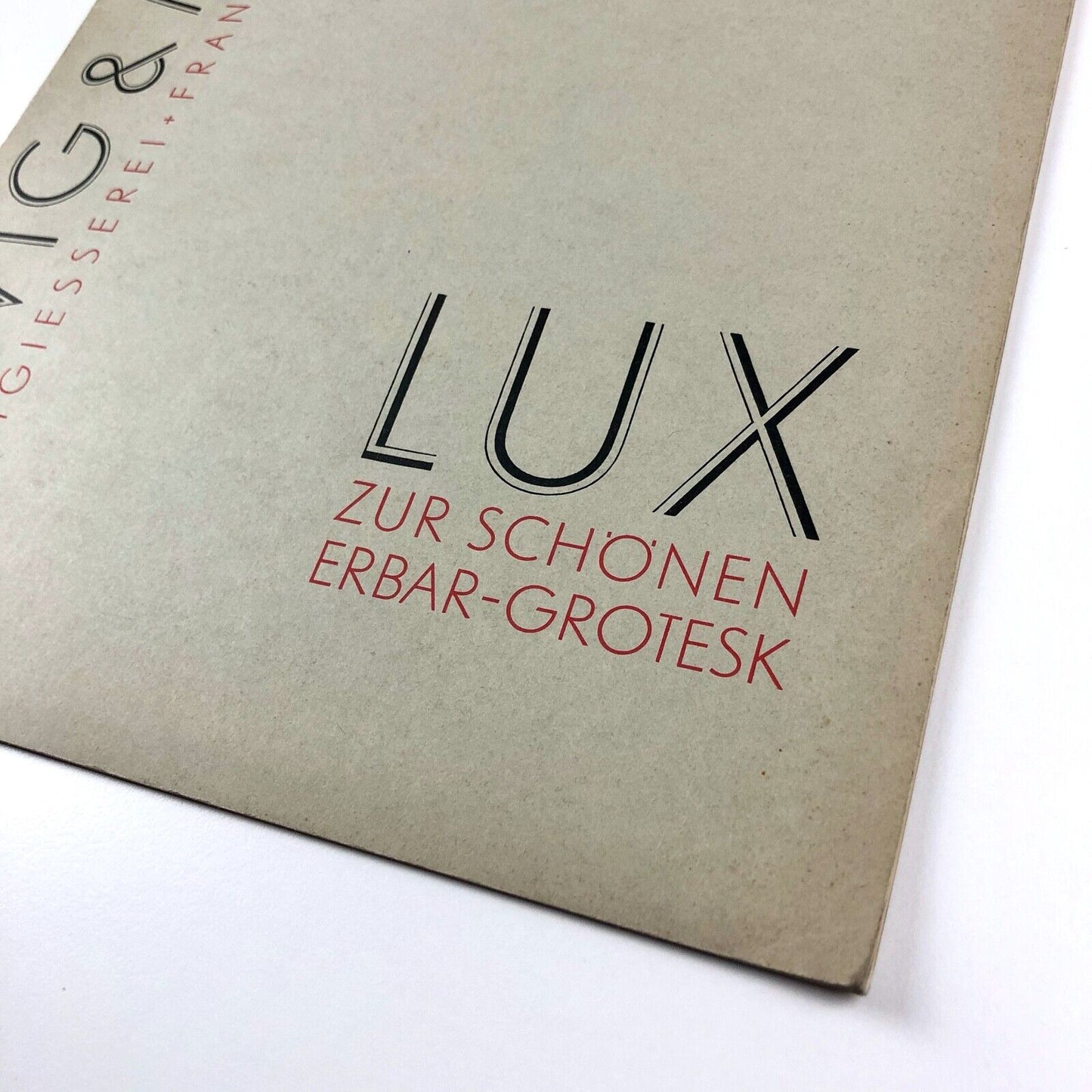 LUX – Zur Schönen [Jacob] Erbar-Grotesk | Type specimen | Ludwig & Mayer 1930s?