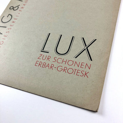 LUX – Zur Schönen [Jacob] Erbar-Grotesk | Type specimen | Ludwig & Mayer 1930s?